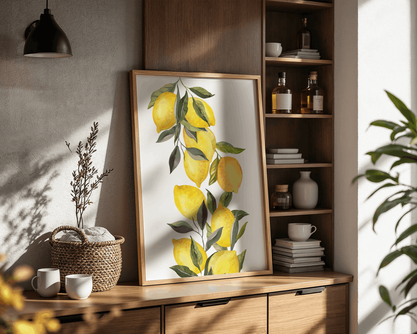 Lemon Branch Wall Art – Watercolor Fruit Poster