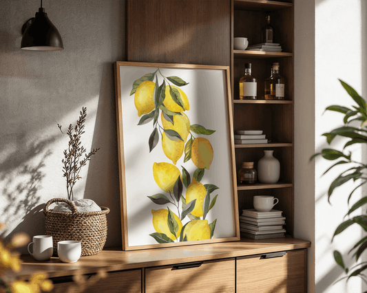 Lemon Branch Wall Art – Watercolor Fruit Poster