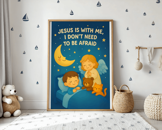 Christian Kids Wall Art Poster – Bedtime Bible Quote