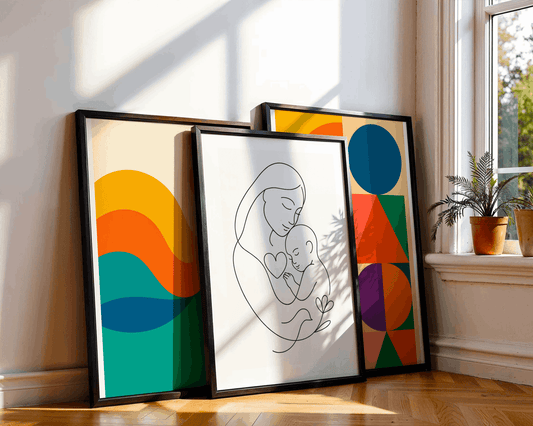 Mother and Child – Minimalist Line Art Wall Print