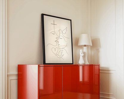 Cross and Dove – Christian Minimalist Wall Print