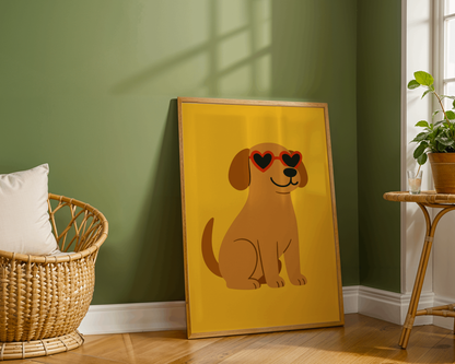 Cool Puppy with Heart Glasses – Fun Kids Room Wall Art Poster