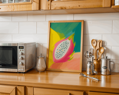 Tropical Wall Art – Colorful Dragon Fruit Painting Print