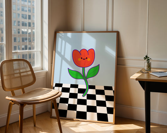 Modern Flower Wall Art – Colorful Tulip Poster for Home Decor